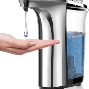 Automatic Soap Dispenser, Touchless Dish Soap Dispenser 17oz/500ml with Infrared Sensor, 5 Adjustable Soap Levels, Liquid Hand Soap Dispenser for Bathroom Kitchen (Silver)